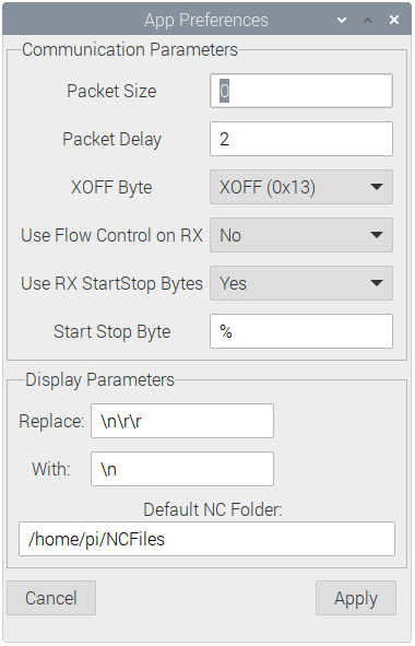 CNCFeeder Raspberry Pi Application