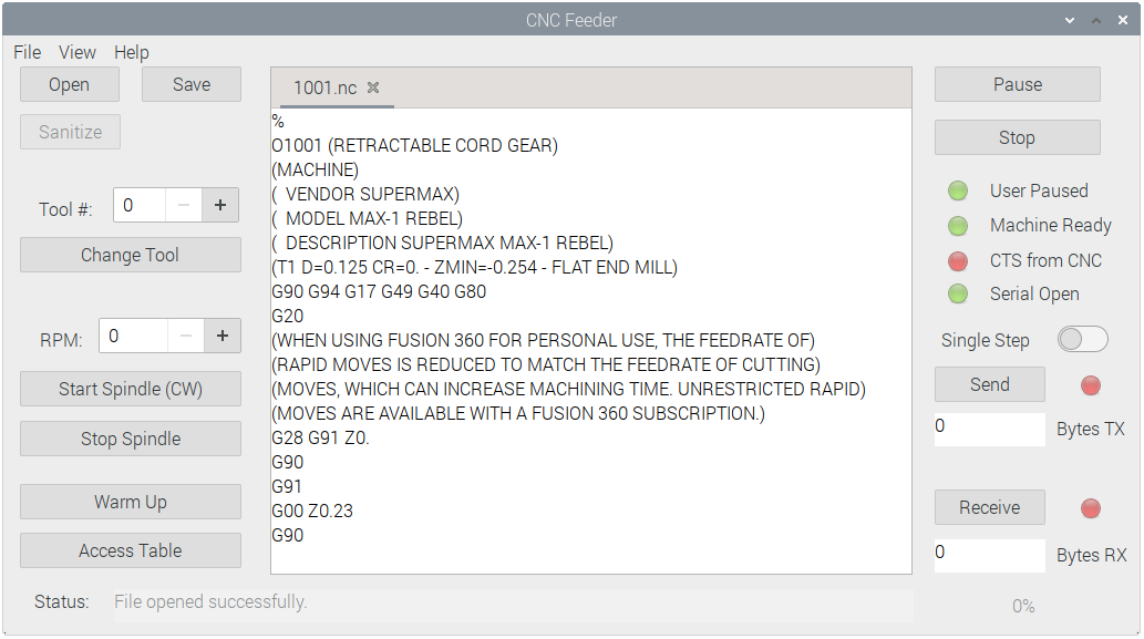 CNCFeeder Raspberry Pi Application