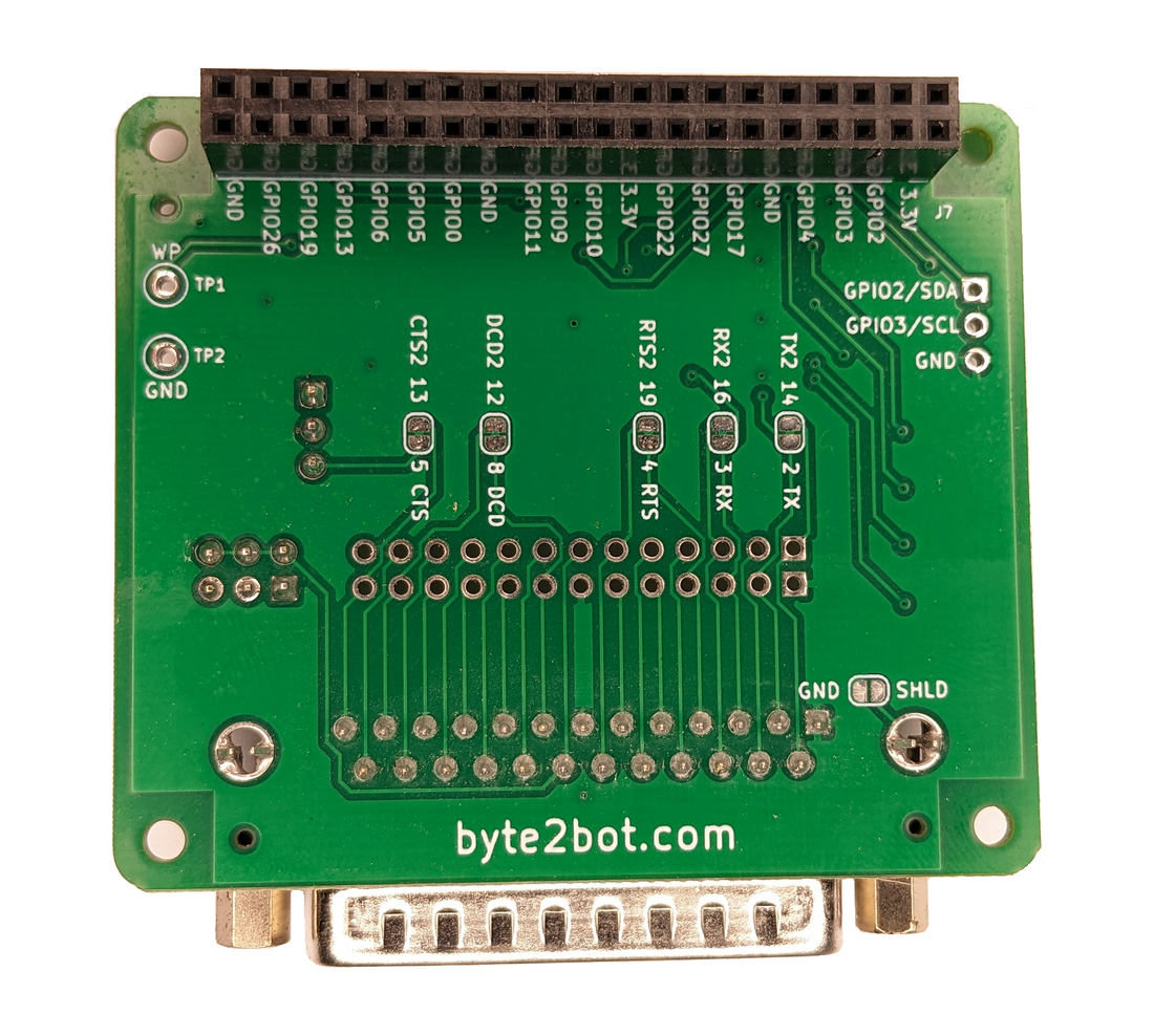 Byte Bot Pics RS232 Serial DB25 Raspberry Pi Hat for CNC – Byte 2 Bot